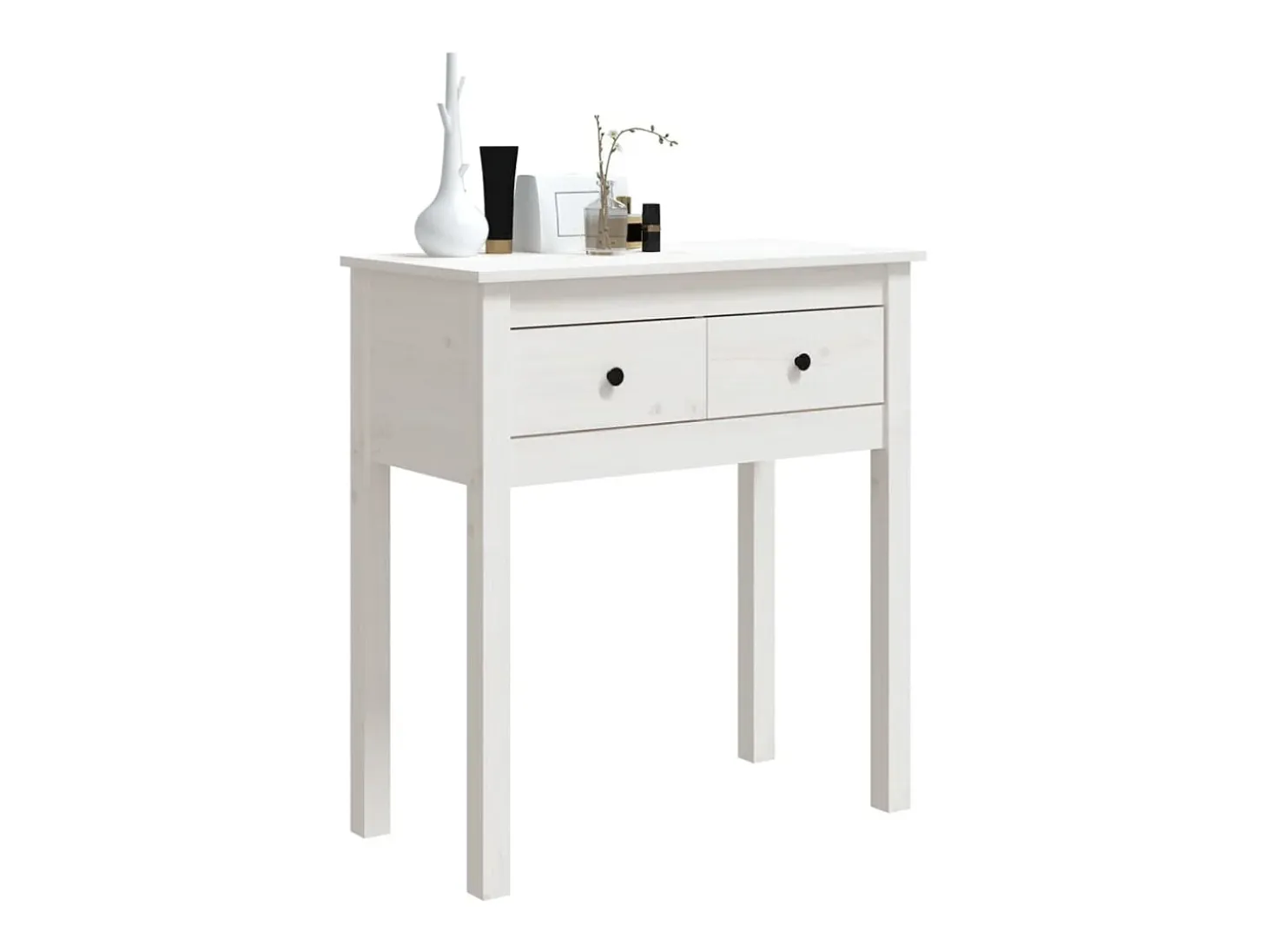 Mesa consola de madera maciza de pino blanco 70x35x75 cm ES574233