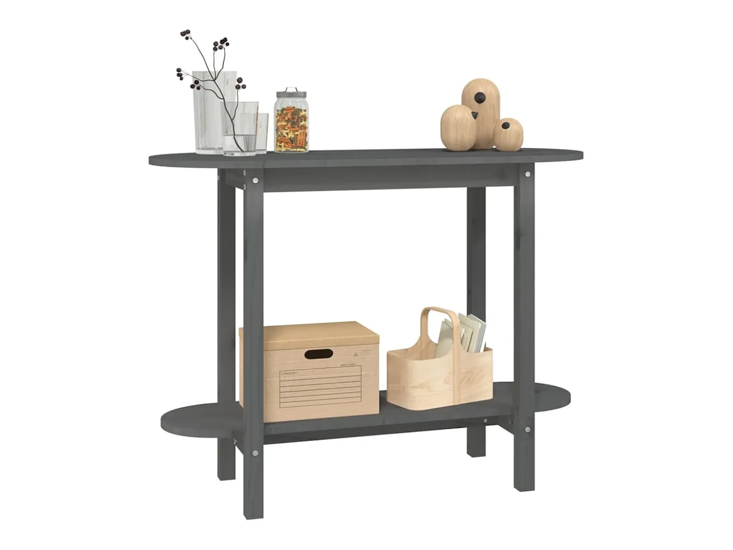 Mesa consola de madera maciza de pino gris 110x40x80 cm ES668338