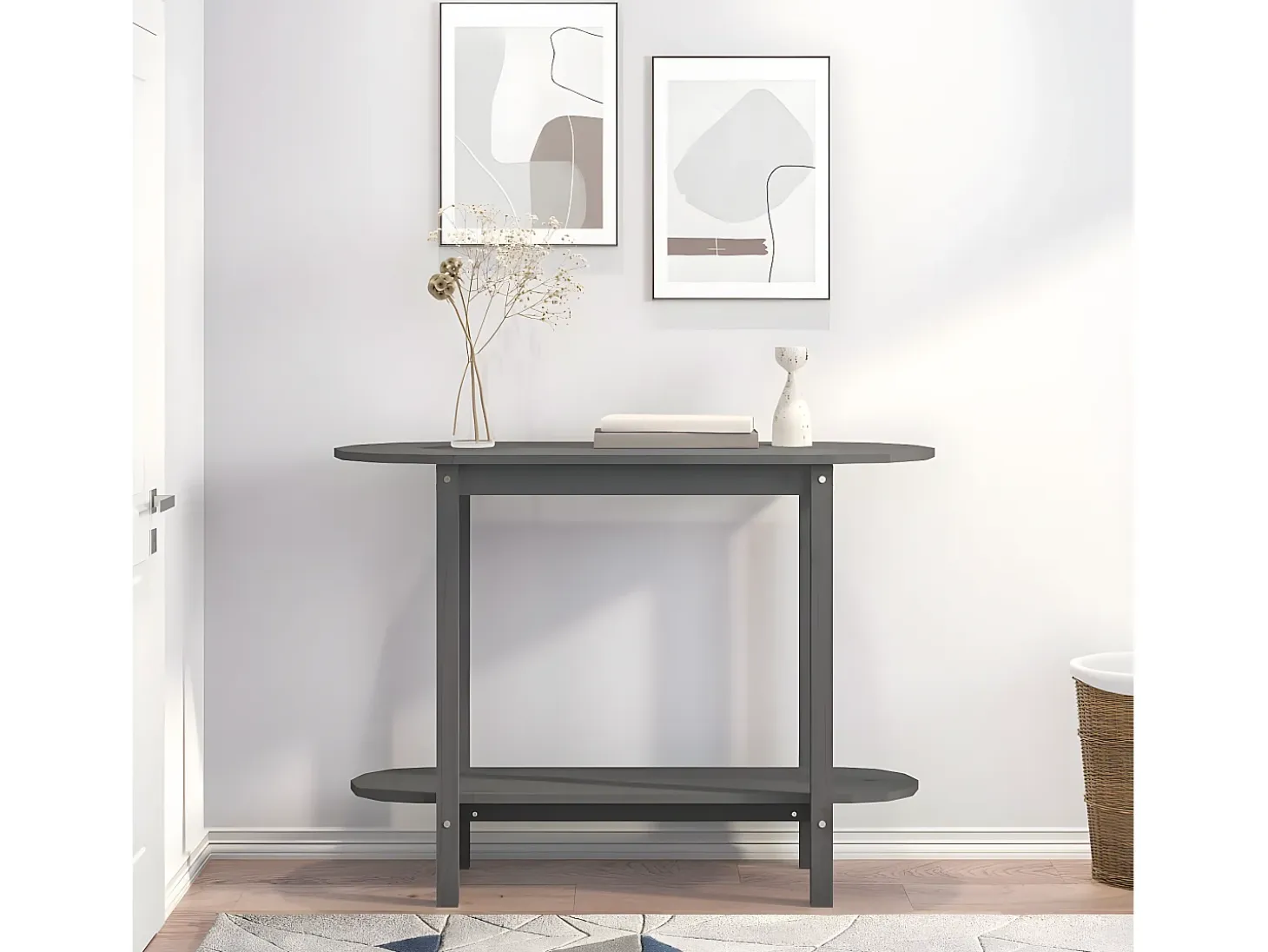 Mesa consola de madera maciza de pino gris 110x40x80 cm ES668338