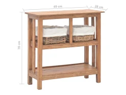 Mesa consola de madera maciza de caoba 69x28x70 cm