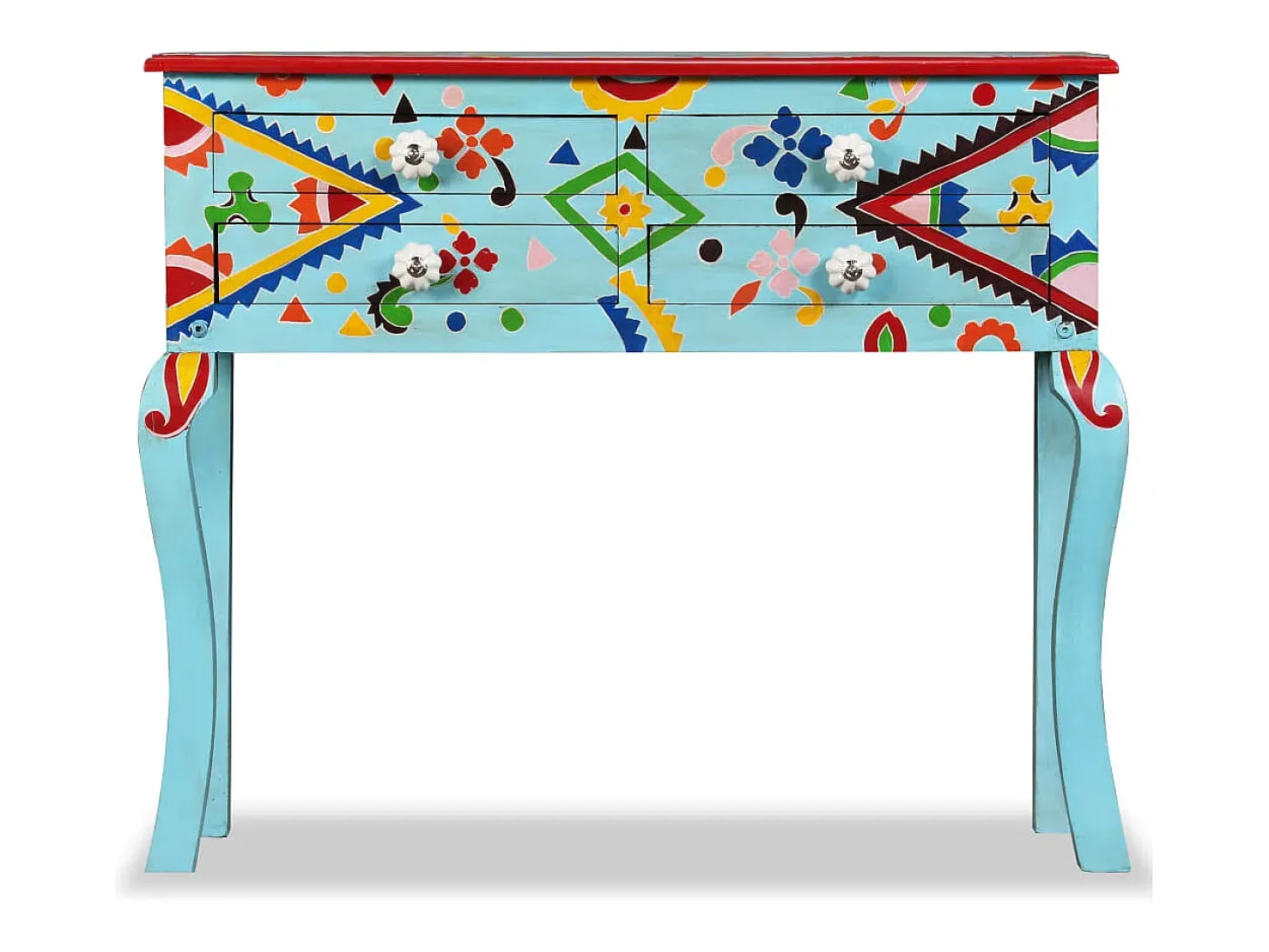 Mesa consola de madera maciza de mango azul pintada a mano ES746991