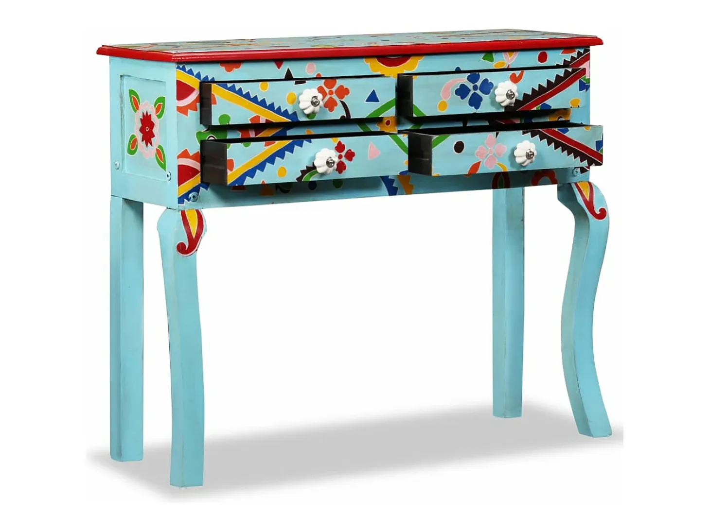 Mesa consola de madera maciza de mango azul pintada a mano ES746991