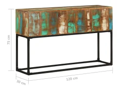 Mesa consola de madera maciza reciclada 120x30x75 cm