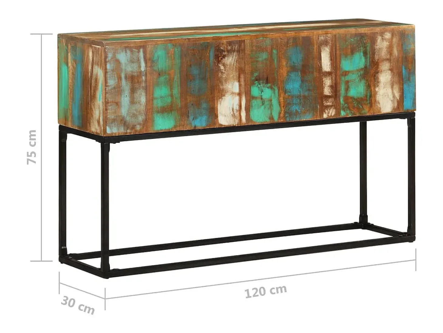 Mesa consola de madera maciza reciclada 120x30x75 cm