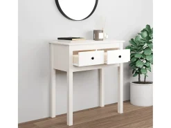 Mesa consola de madera maciza de pino blanco 70x35x75 cm