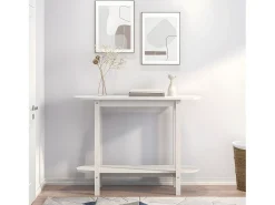 Mesa consola de madera maciza de pino blanco 110x40x80 cm ES963307