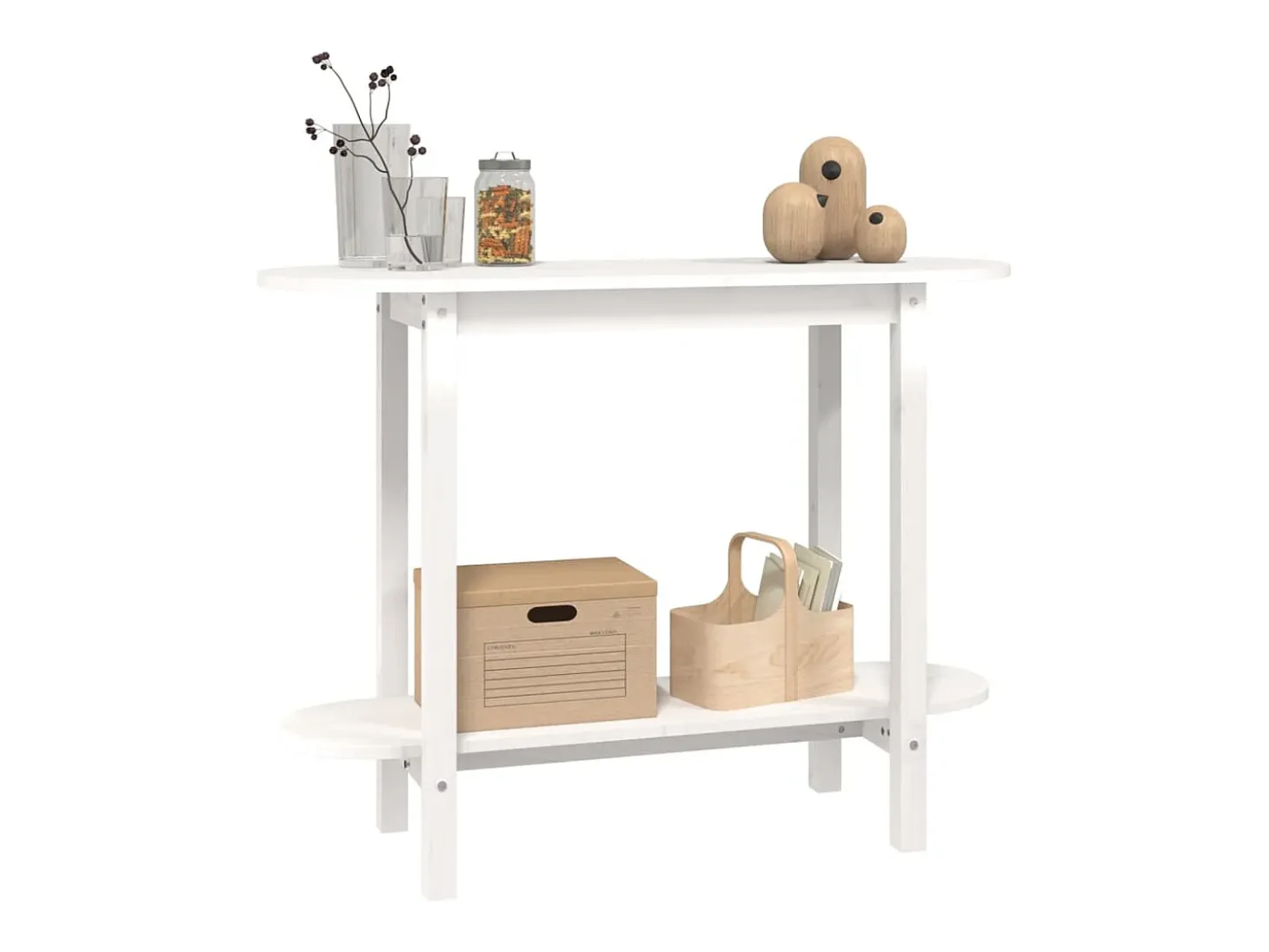 Mesa consola de madera maciza de pino blanco 110x40x80 cm ES963307