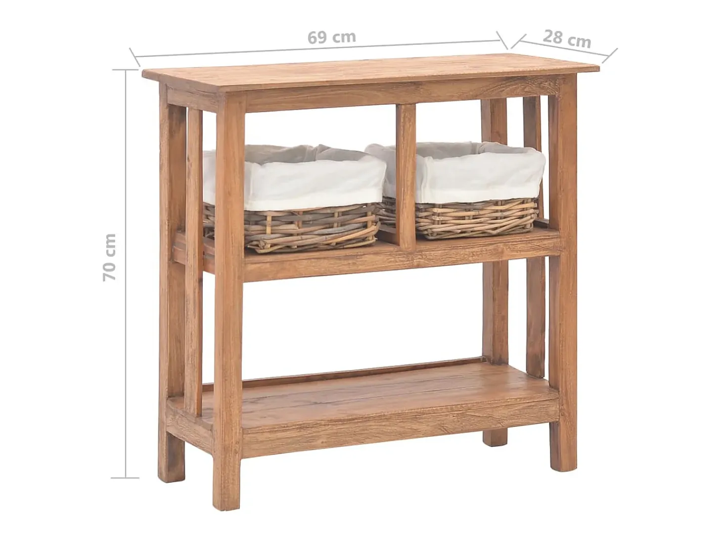 Mesa consola de madera maciza recicladaa 69x28x70 cm