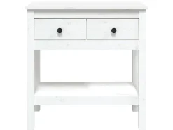 Mesa consola de madera maciza de pino blanco 75x35x75 cm