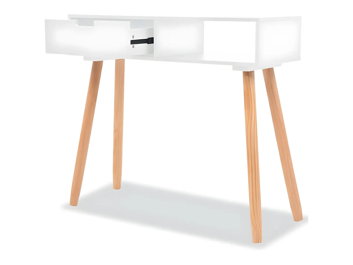 Mesa consola de madera maciza de pino blanca 80x30x72 cm ES258664