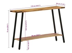 Mesa consola de madera maciza de mango 110x30x75 cm