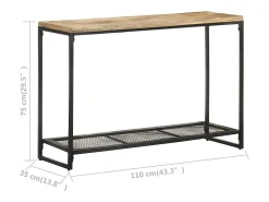 Mesa consola de madera maciza de mango 110x35x75 cm