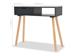 Mesa consola de madera maciza de pino 80x30x72 cm negra
