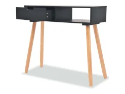 Mesa consola de madera maciza de pino 80x30x72 cm negra