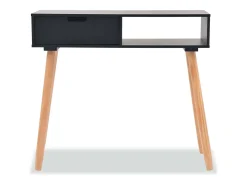 Mesa consola de madera maciza de pino 80x30x72 cm negra