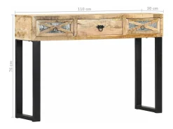 Mesa consola de madera maciza de mango 110x30x76 cm