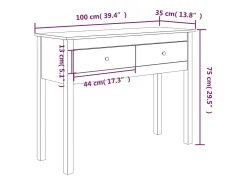 Mesa consola de madera maciza de pino marrón miel 100x35x75 cm