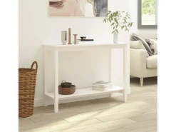 Mesa consola de madera maciza de pino blanco 110x40x80 cm