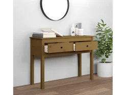 Mesa consola de madera maciza de pino marrón miel 100x35x75 cm ES371607