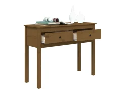 Mesa consola de madera maciza de pino marrón miel 100x35x75 cm ES371607