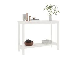 Mesa consola de madera maciza de pino blanco 110x40x80 cm