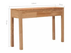 Mesa consola de madera maciza de teca 110x35x75 cm