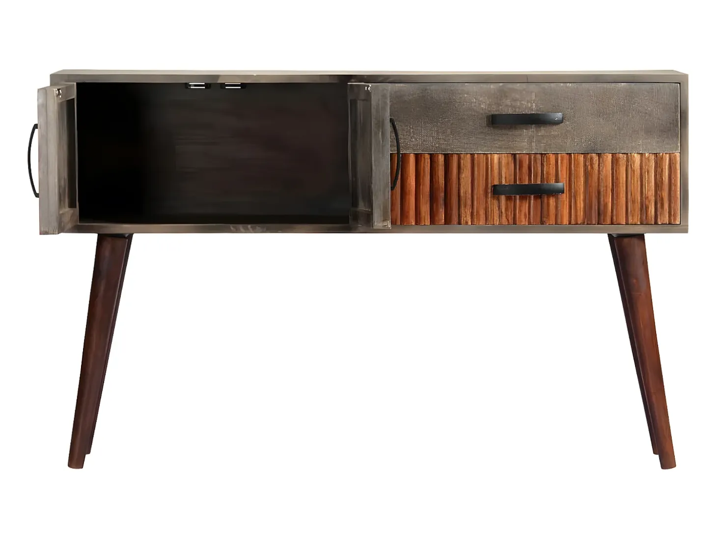 Mesa consola de madera maciza de mango gris 120x35x75 cm ES467633