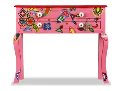 Mesa consola de madera maciza de mango rosa pintada a mano ES506346