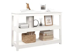 Mesa consola de madera maciza de pino blanco 110x40x74 cm