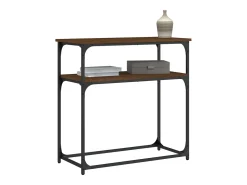 Mesa consola de roble marrón 75x35,5x75 cm madera de ingeniería