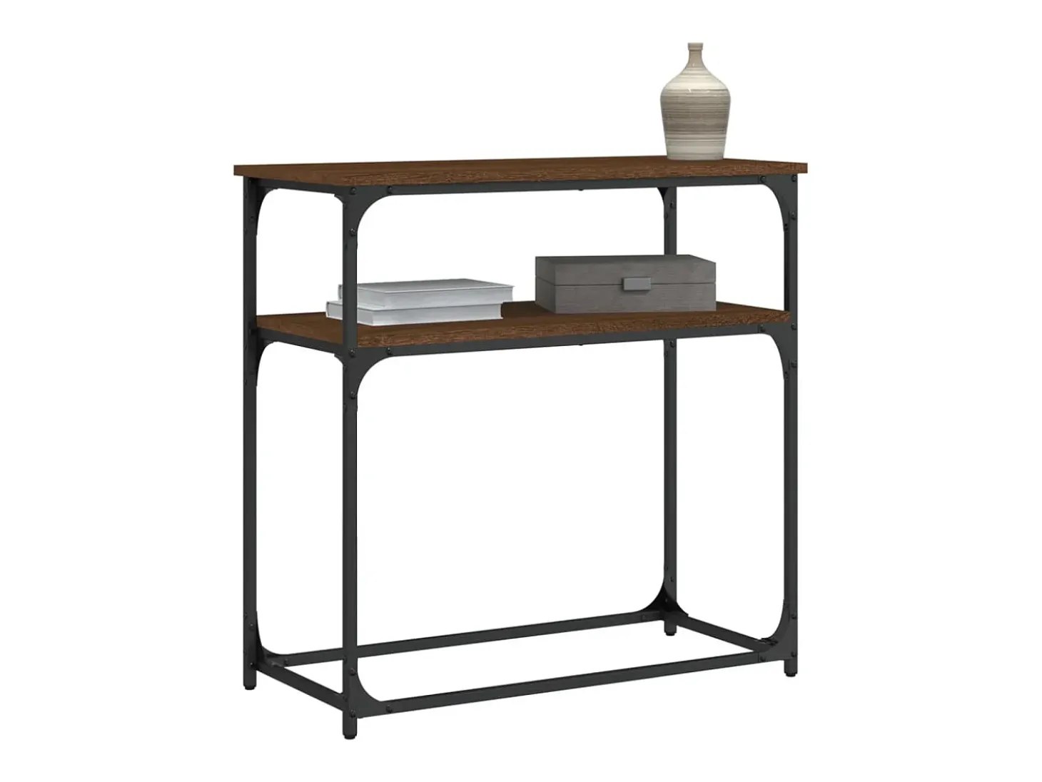 Mesa consola de roble marrón 75x35,5x75 cm madera de ingeniería