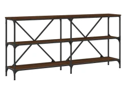 Mesa consola de roble marrón 160x30x75cm madera de ingeniería y hierro