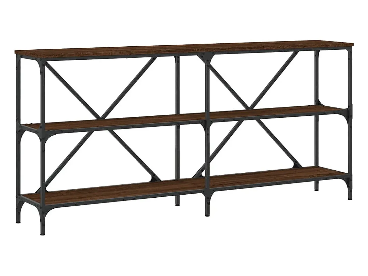 Mesa consola de roble marrón 160x30x75cm madera de ingeniería y hierro