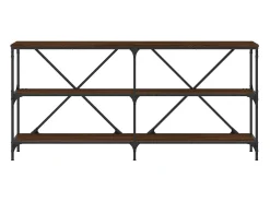 Mesa consola de roble marrón 160x30x75cm madera de ingeniería y hierro