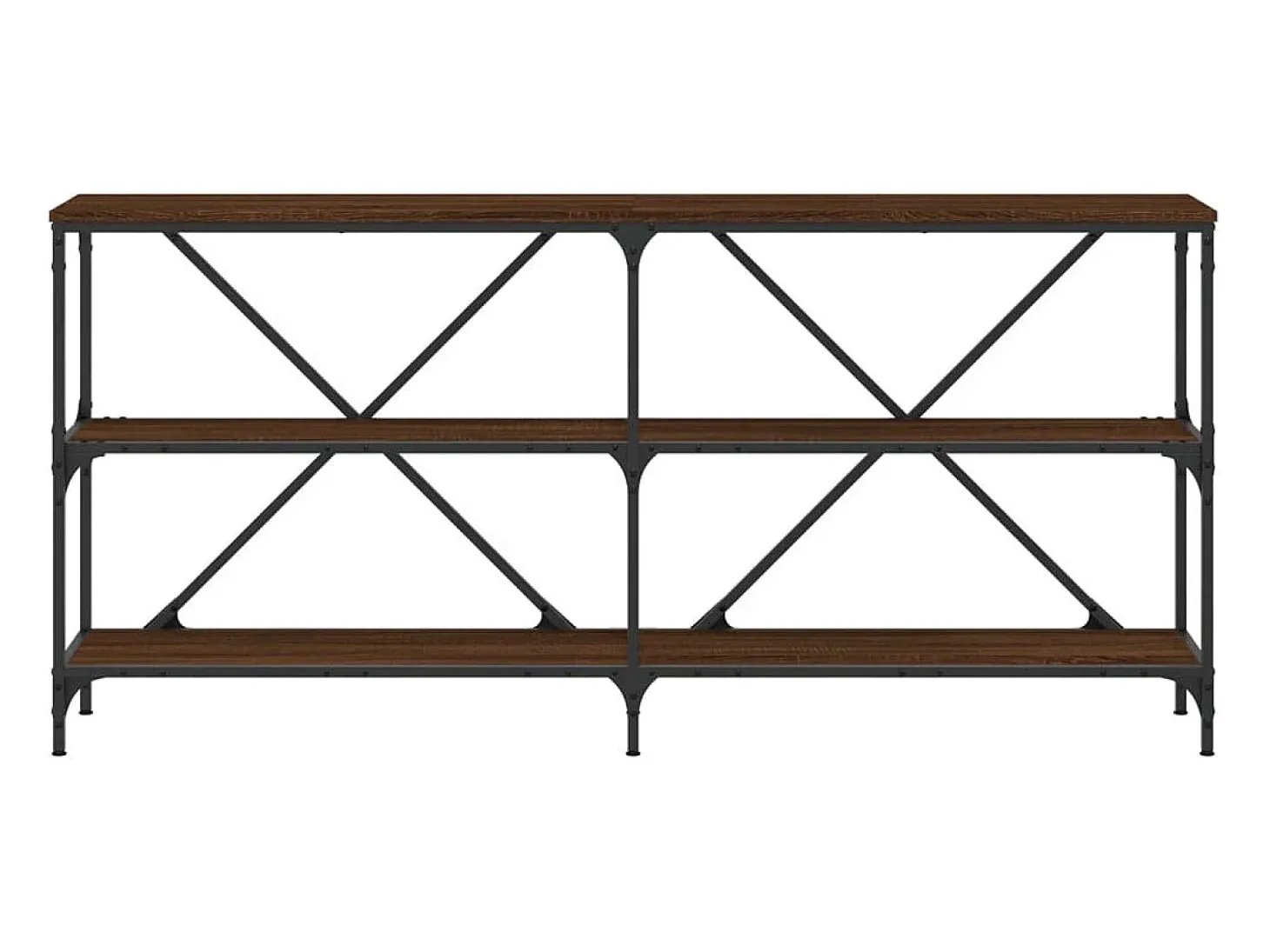 Mesa consola de roble marrón 160x30x75cm madera de ingeniería y hierro
