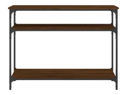 Mesa consola de roble marrón 100x29x75 cm madera de ingeniería