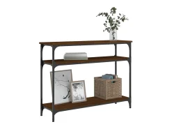 Mesa consola de roble marrón 100x29x75 cm madera de ingeniería
