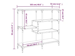 Mesa consola de roble marrón 103x32x95 cm madera de ingeniería