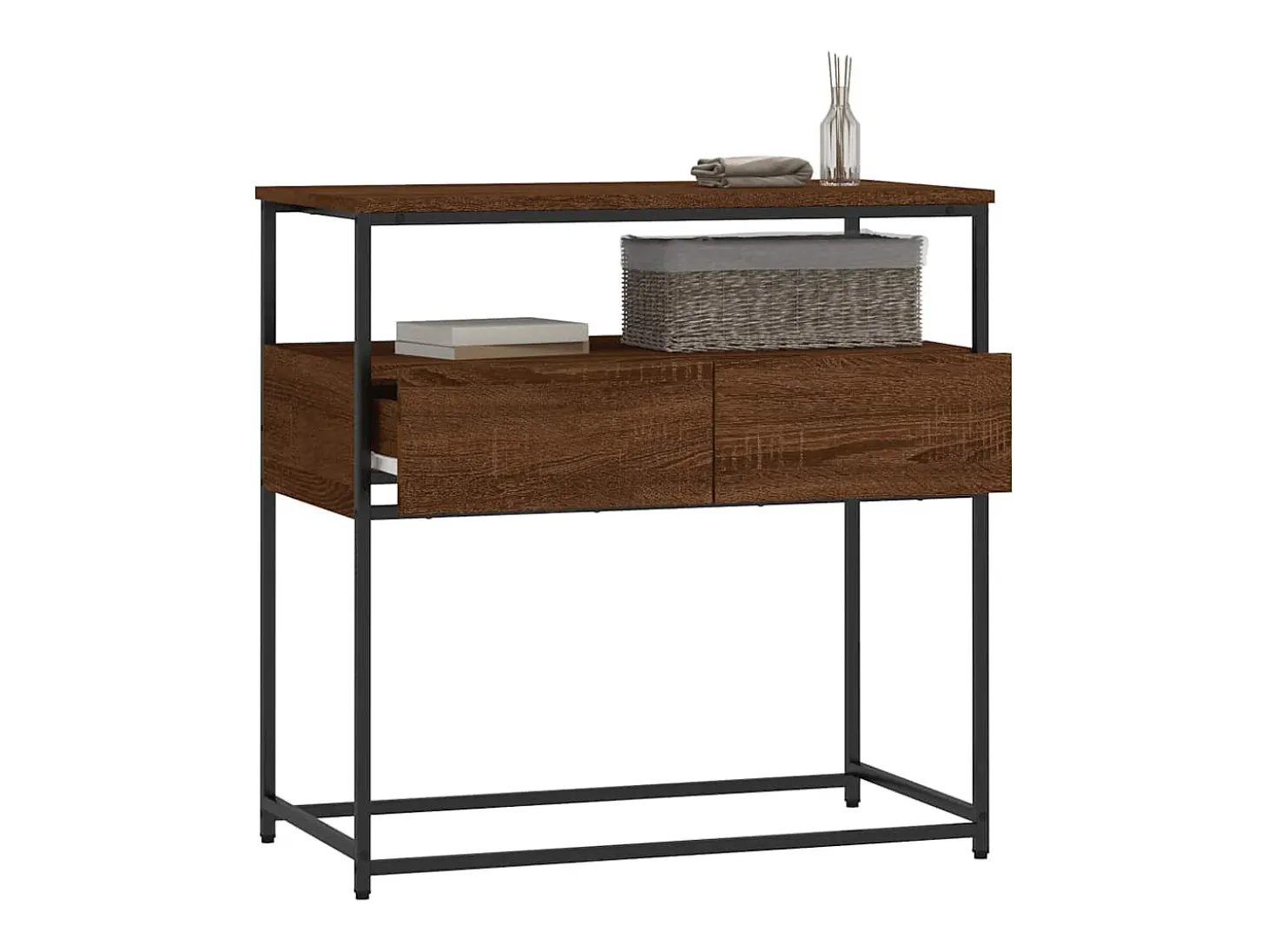 Mesa consola de roble marrón 75x40x75 cm madera de ingeniería