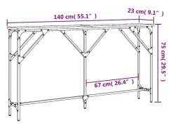 Mesa consola de roble Sonoma 140x23x75 cm madera de ingeniería