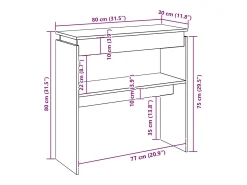 Mesa consola de roble Sonoma 80x30x80 cm madera de ingeniería