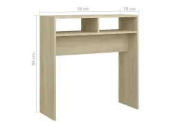 Mesa consola de roble Sonoma 78x30x80 cm madera de ingeniería