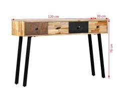 Mesa consola de teca maciza recuperada 120 x 30 x 76 cm