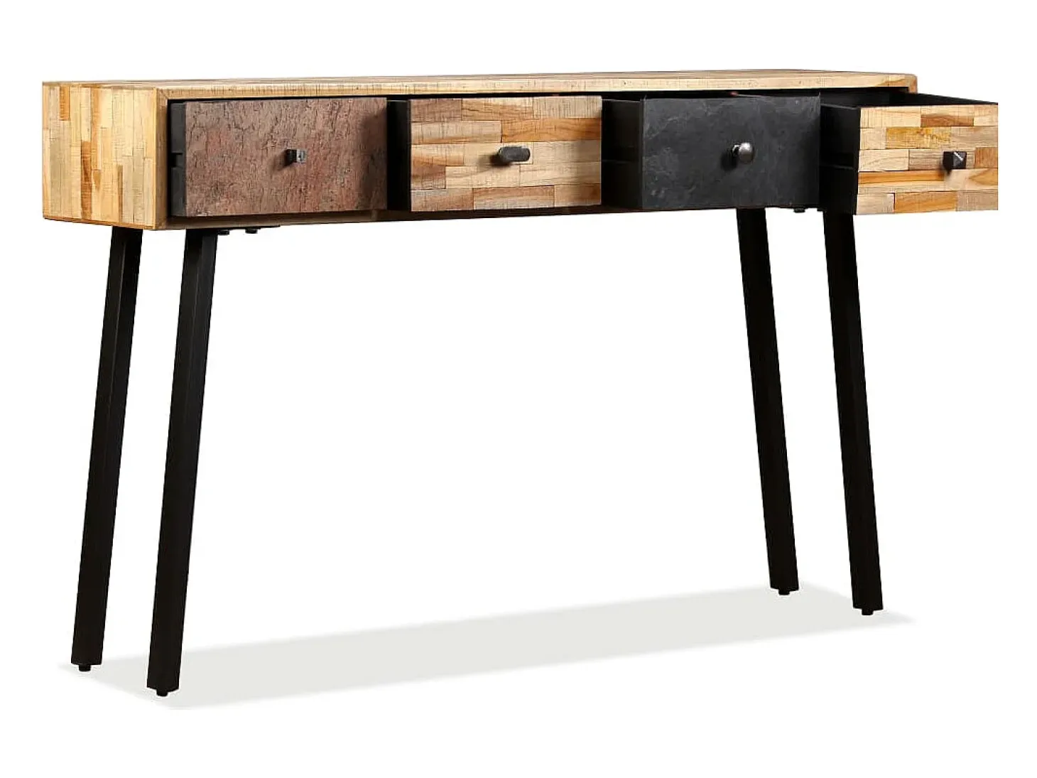 Mesa consola de teca maciza recuperada 120 x 30 x 76 cm