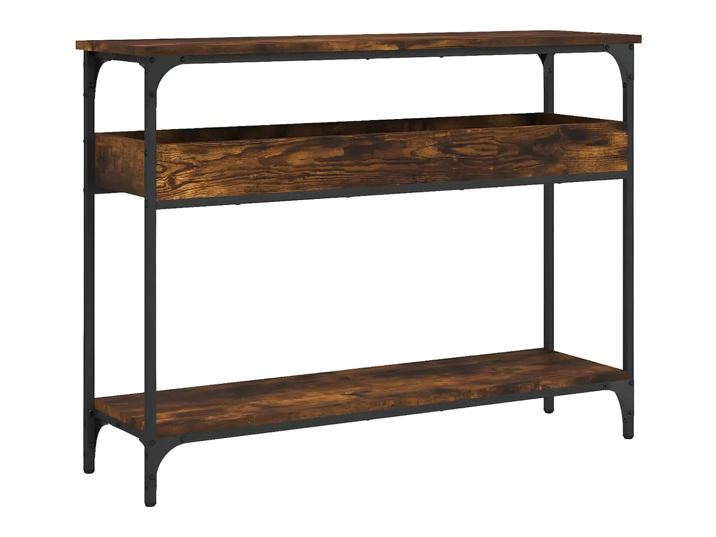 Mesa consola estante madera ingeniería roble humo 100x29x75 cm ES363857