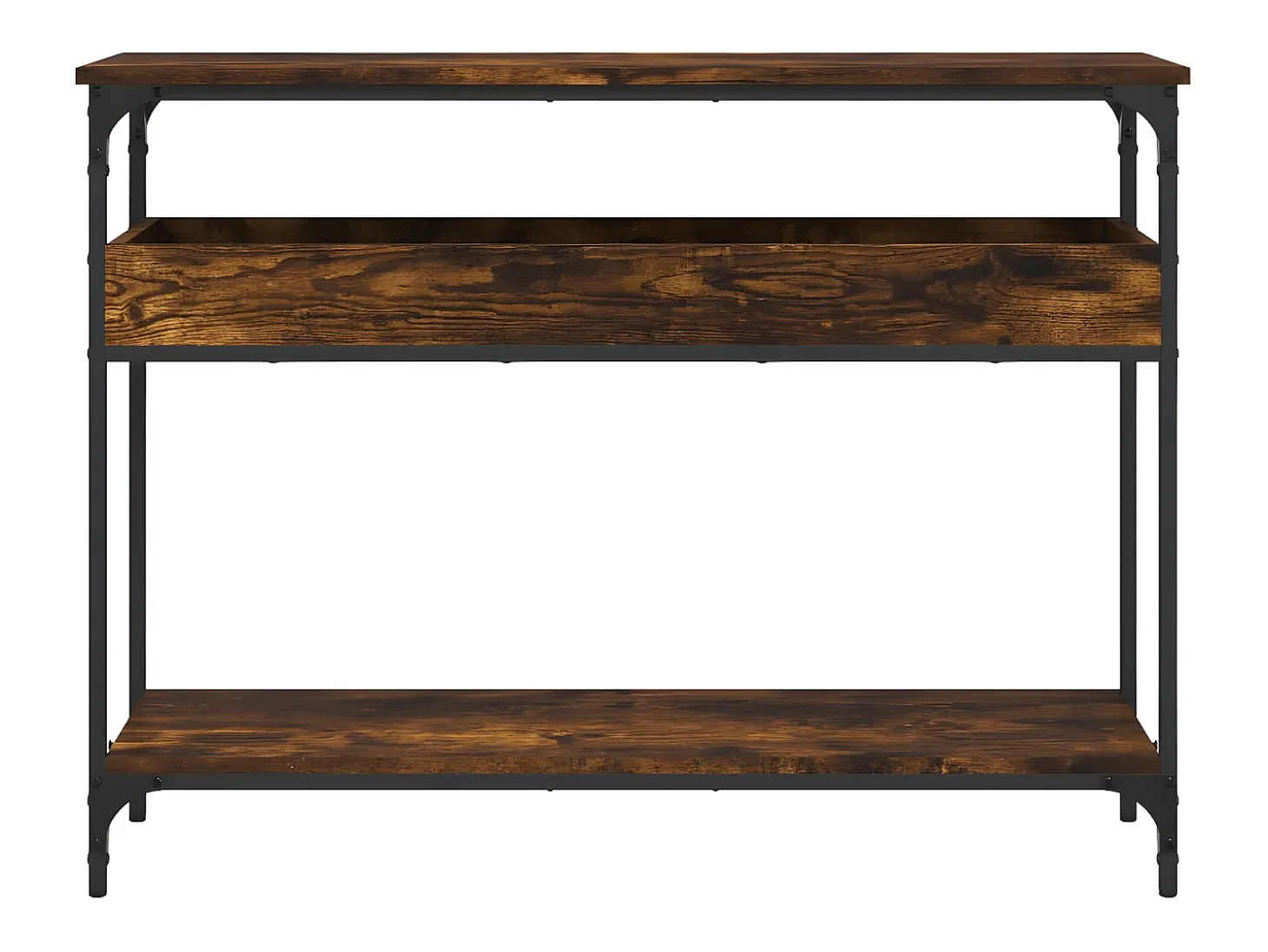 Mesa consola estante madera ingeniería roble humo 100x29x75 cm ES363857