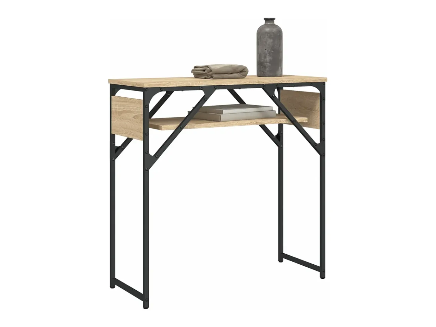 Mesa consola estante madera ingeniería roble Sonoma 75x30x75 cm ES601899