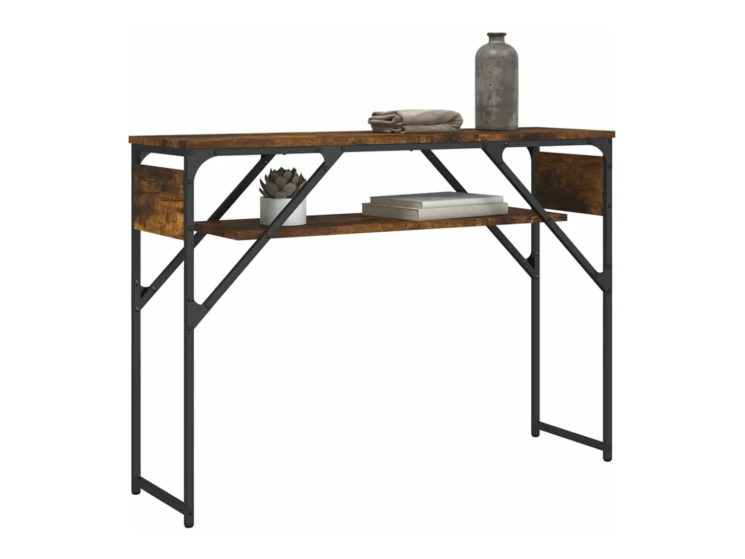 Mesa consola estante madera ingeniería roble humo 105x30x75 cm ES860314