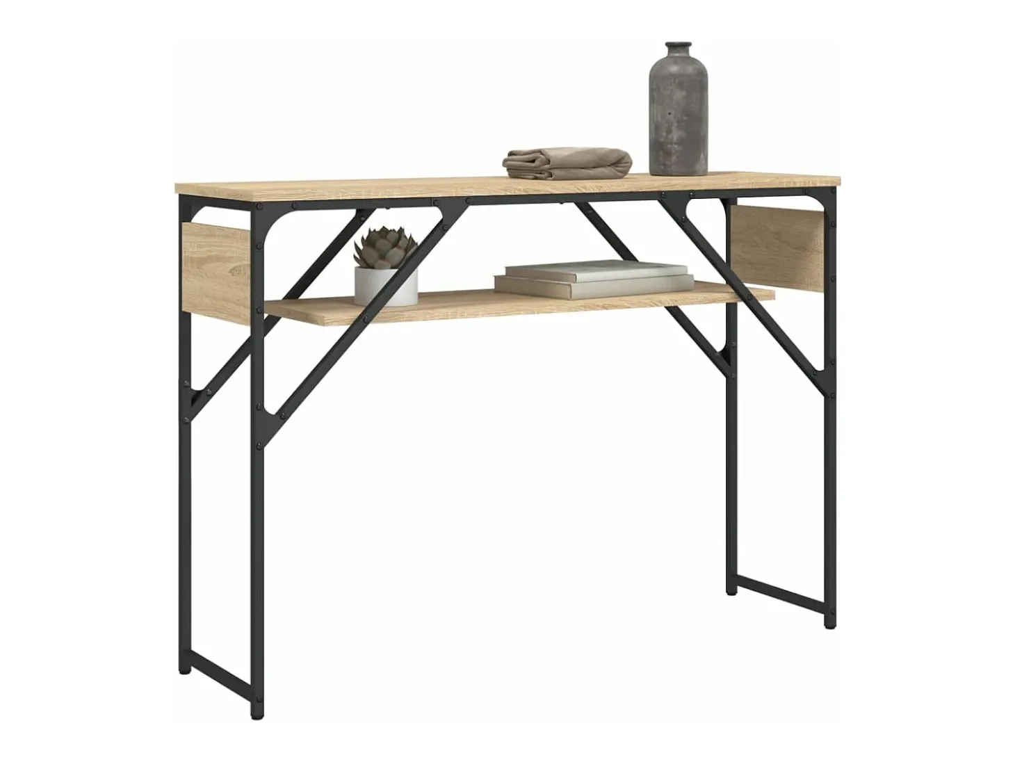 Mesa consola estante madera ingeniería roble Sonoma 105x30x75cm ES619150