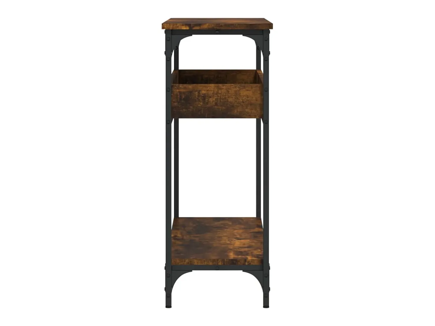 Mesa consola estante madera ingeniería roble humo 100x29x75 cm